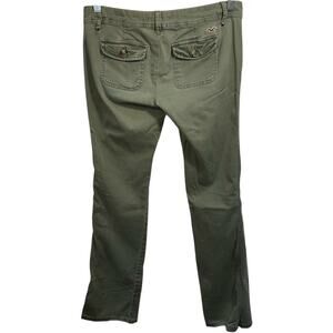 Y2K Hollister Olive Green Cargo Pants SZ 3R Low Rise Utility Flare SoCal Stretch